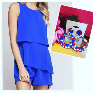 Royal Blue Ruffle Tier Sleeveless Romper