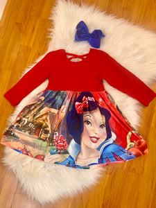 Red Snow White Twirl Dress w/Criss Cross Back