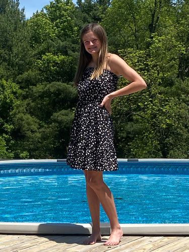 Black and White Polka Dot Strapless Dress