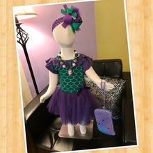 Girls Purple and Green Mermaid Feather Bow
