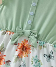 Sage Green Floral Flutter Sleeve Dress