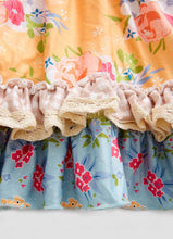 Blue Pony Appliqué Floral Ruffle Dress