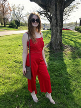 Red Lace Jumpsuit with Adjustable Straps