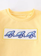 Boys 2pc Yellow Sea Turtle Appliqué Top and Matching Shorts