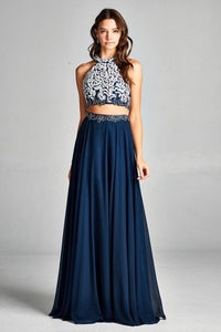 Speechless Prom Dress Navy Blue Rhinestones Halter To… - Gem