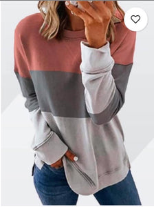 Clay and Grey Color Block Sweatshirt