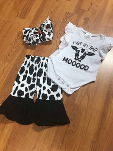 Black/White 2pc Girls Boutique Onesie Outfit