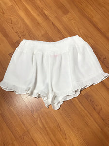 White Rayon Shorts w/Smocked Waist