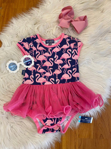 Navy and Pink Flamingo Tutu Onesie