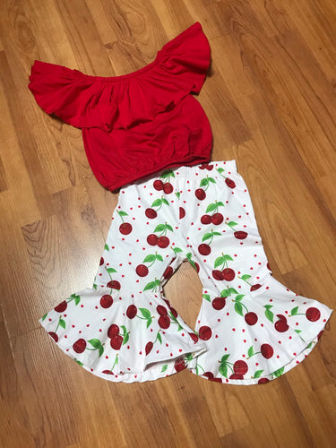 Red Cherry Girls 2pc Boutique Outfit