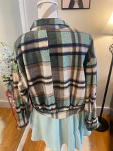 Mint Plaid Flannel Cropped Shacket