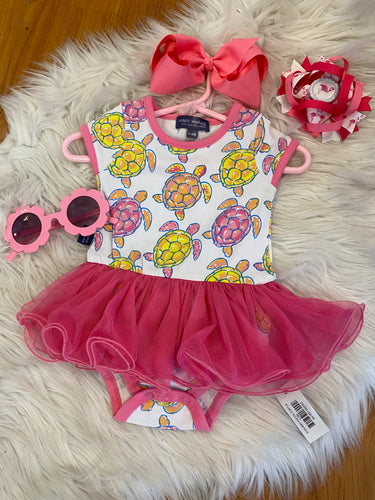 Pink Sea Turtle Tutu Onesie Dress