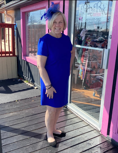 Royal Blue around Neck Sheath Dress