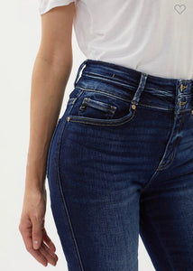 Kancan Curvy High Rise Waist Band Detail Flare Jeans